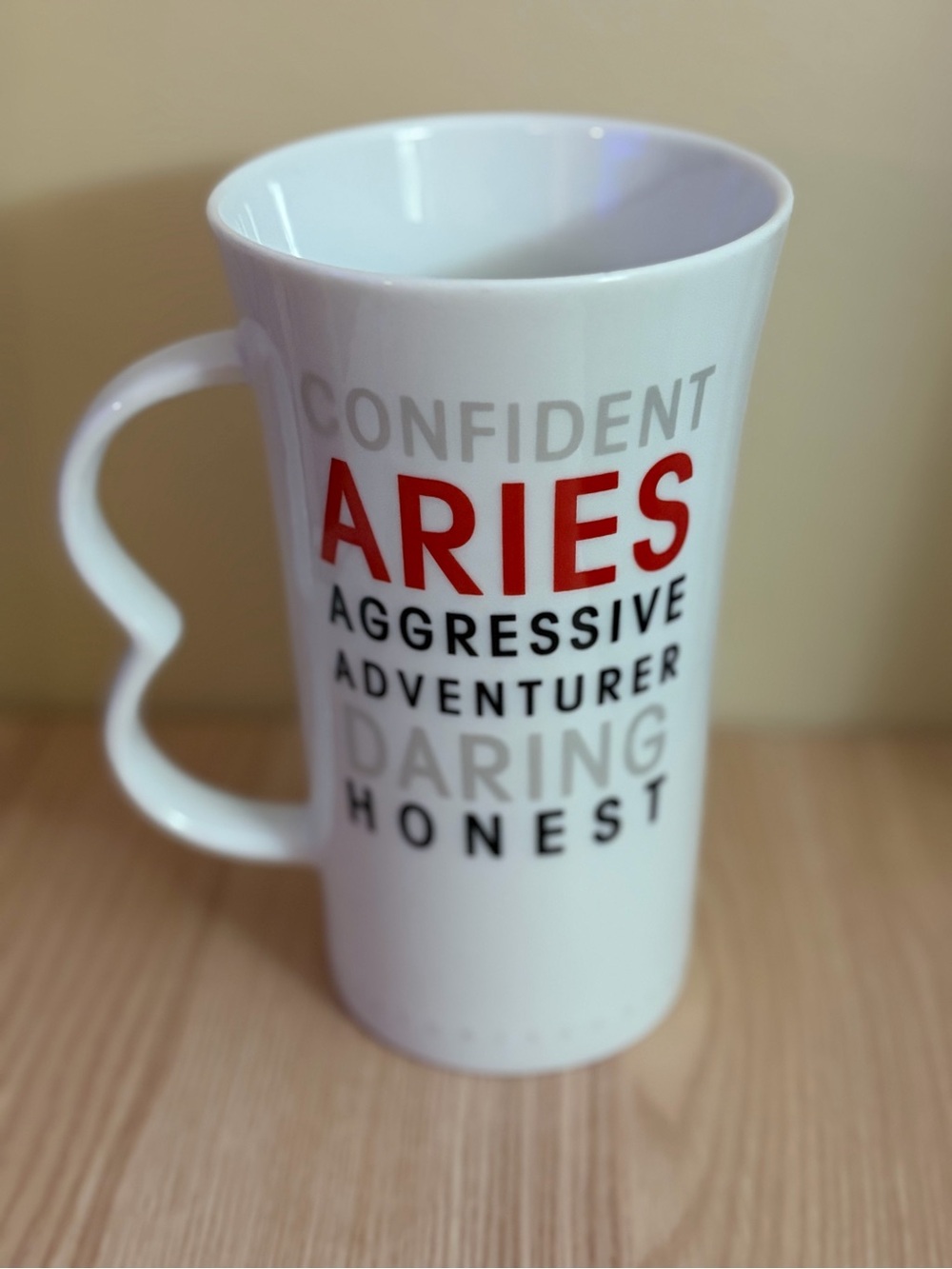 ⚡️ Aries Tall White Ceramic Coffee Cup • Astrology March / April Birthday